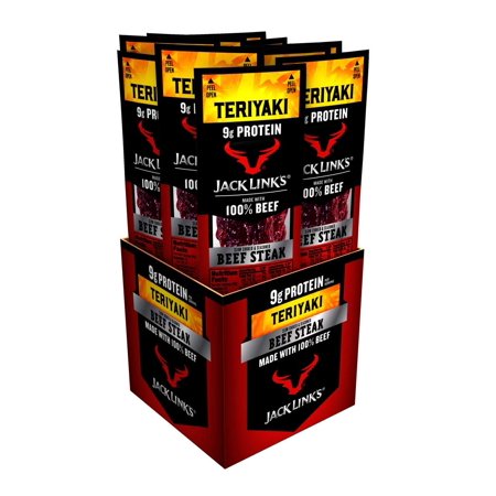 Jack Link’s Premium Cuts Beef Steak  Teriyaki  Great Protein Snack with 9g of Protein and 9g of Carbs per Serving  Made with Premium Beef  1 Ounce (
