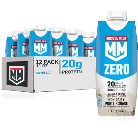 Muscle Milk Zero  Calorie Protein Shake  Vanilla Crème  G Protein  Fl Oz  Pack (Packaging May Vary)