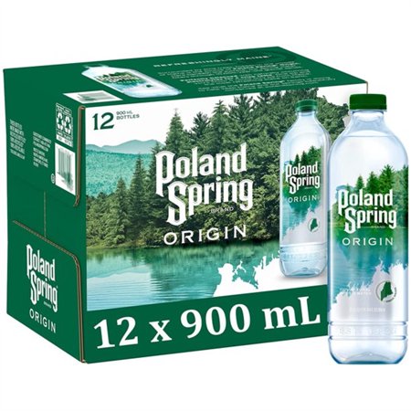 Hunng Poland Spring Origin  100% Natural Spring Water  900mL Recycled Plastic Bottle  30.4 Fl Oz (Pack of 12)