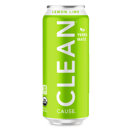 Clean Cause Organic Yerba Mate Sparkling Lemon Lime Energy Drink  16 Fl Oz [Pack of 12]