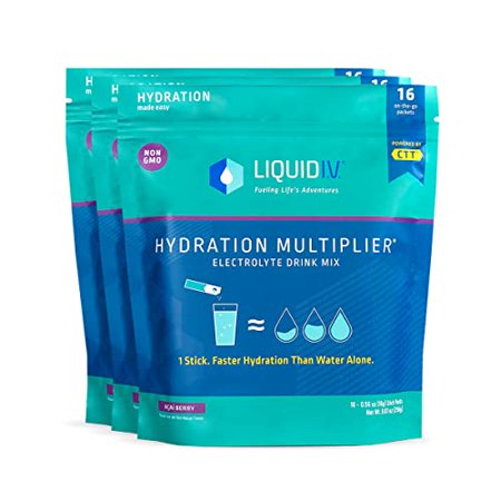 Liquid I.V. Hydration Multiplier - Acai Berry - Hydration Powder Packets | Electrolyte Drink Mix | Easy Open Single-Serving Stick | Non-GMO | 48 Stick