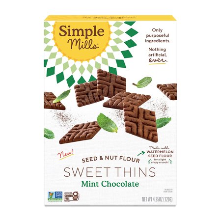 Simple Mills Sweet Thins Cookies  Seed and Nut Flour  Mint Chocolate - Gluten Free  Paleo Friendly  Healthy Snacks  4.25 Ounce (Pack of 1)