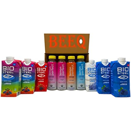 Beeq Box Variety Sport Drinks  2 Different Brands  7 Different Flavors| Just Lemon  Peach Raspberry   Dragon Fruit Mango| Organic Cold-Pressed Lemon W