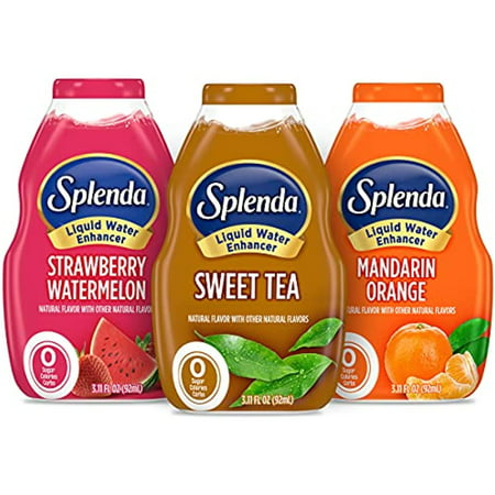 Splenda Liquid Water Enhancer Drops  Sugar Free  Zero Calorie  Natural Flavor  Concentrated Drink Mix  3.11 Fl Oz Each Bottle (Variety  3 Pack)