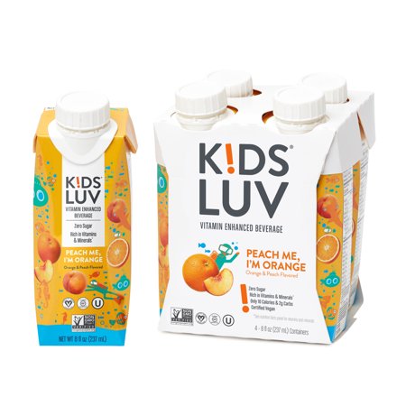 KidsLuv Zero Sugar Vitamin-Packed Peach Me  I M Orange Beverage  8 FL Oz  16 Count