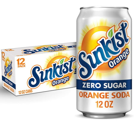 Sunkist Zero Sugar Orange Soda  12 Fl Oz Cans  12 Pack  Party Bar Drink  Family Pack