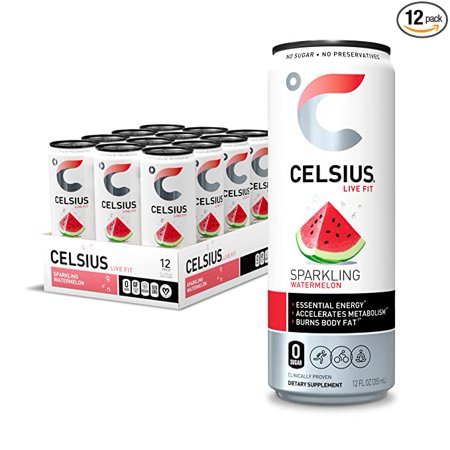 CELSIUS Essential Energy Drink 12 Fl Oz  Sparkling Watermelon (Pack of 12)