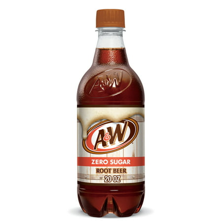 A&W Root Beer Zero Sugar Soda 20oz Bottles  Quantity 24