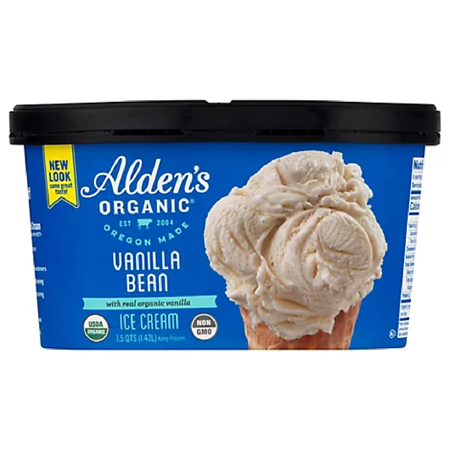 Alden S Organic Vanilla Bean Ice Cream  48oz (pack of 3)
