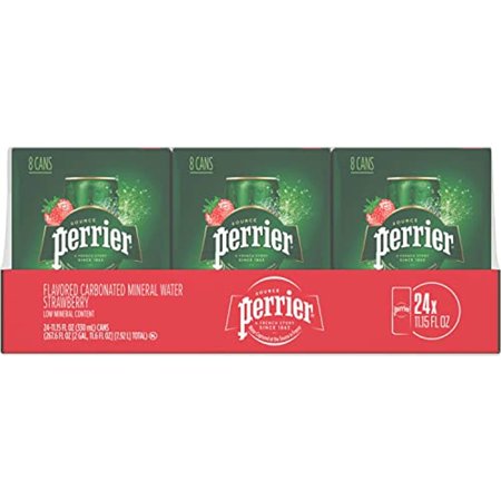 Perrier Strawberry Flavored Sparkling Water  11.15 Fl Oz Sleek Cans (24 Count)