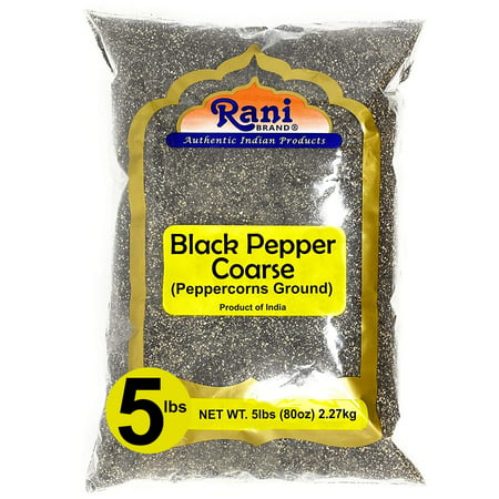 Rani Black Pepper Coarse Ground 28 Mesh (Table Grind)  80oz (5lbs) 2.27kg Bulk ~ All Natural | Vegan | Gluten Friendly | NON-GMO | Kosher