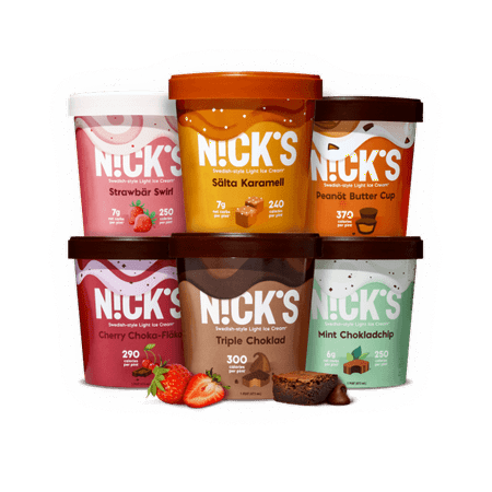 NICK S Swedish Sampler Pack Ice Cream Variety Pack - Creamy Keto Ice Cream- Triple Chocolate  Salted Caramel  Mint Chocolate Chip  Peanut Butter Cup  