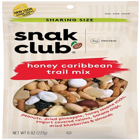 Snak Club Honey Caribbean Trail Mix  8 Oz(Pack of 6)
