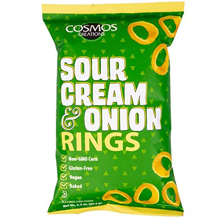 Cosmos Creations Premium Puffed Corn - Sour Cream and Onion Rings - Gluten Free Non-GMO 3.5 Oz ?