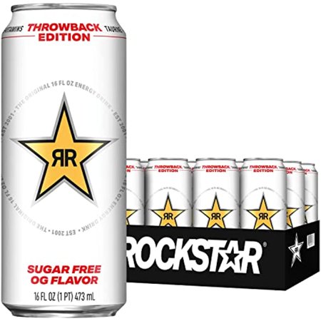 Rockstar Energy Drink  Throwback Edition: O.G. Sugar Free  16 Fl Oz (Pack of 12)