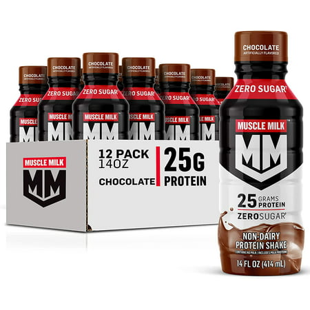 Genuine Protein Shake  Chocolate  14 Fl Oz Bottle  12 Pack  25g Protein  Zero Sugar  Calcium  Vitamins a  C & D  6g Fiber  Energizing Snack  Workout R