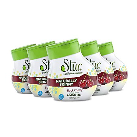 Stur - Skinny Black Cherry  Natural Water Enhancer  (5 Bottles  Makes 100 Flavored Waters) - Sugar Free  Zero Calories  Kosher  Liquid Drink Mix Sweet