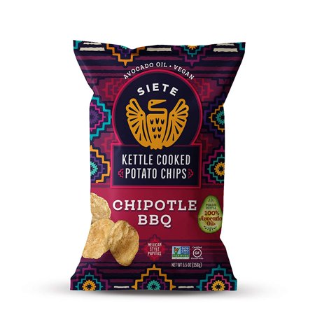 Siete Grain Free Kettle Cooked Chipotle BBQ Potato Chips  Gluten-Free  Paleo  Vegan  Non-GMO  5.5 Oz Bags  Pack of 6