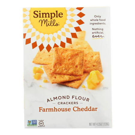 Simple Mills Farmhouse Cheddar Almond Flour Crackers - Case of 6 - 4.25 Oz.