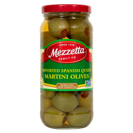(6 Pack)Mezzetta Imported Spanish Queen Martini Olives in Dry Vermouth  10 Oz.