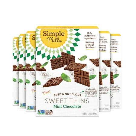 Simple Mills Sweet Thins Cookies  Seed and Nut Flour  Mint Chocolate - Gluten Free  Paleo Friendly  Healthy Snacks  4.25 Ounce (Pack of 6)