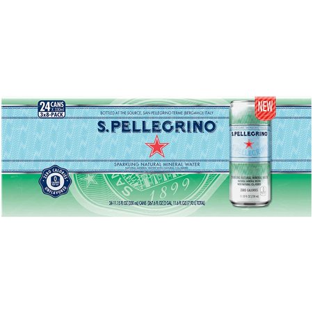 S.Pellegrino Sparkling Natural Mineral Water  Unflavored  11.15 Fl. Oz (Pack of 24)