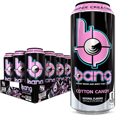 Bang Cotton Candy Energy Drink  0 Calories  Sugar Free with Super Creatine  16 Fl Oz (Pack of 12)