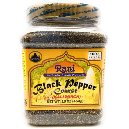 Rani Brand Rani Black Pepper Coarse Ground 28 Mesh (Table Grind), Premium Indian 16oz (1lb) 454g Pet Jar ~ All Natural Vegan Gluten Friendly Non
