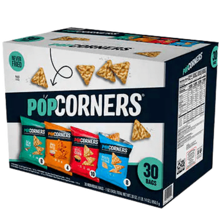 PopCorners Variety Pack 30 Bags Sea Salt Spicy Queson Kettle Corn White Cheddar Flavor Non GMO Gluten Free Baked Crunchy Popped Corn Chips Indoor Outd