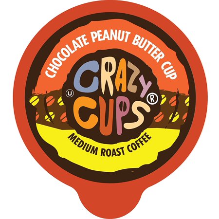 Crazy Cups Chocolate Peanut Butter Hot or Iced Coffee Cup  Single Serve for Keurig K-Cups Machines  Medium Roast in Recyclable Pods  22 Count