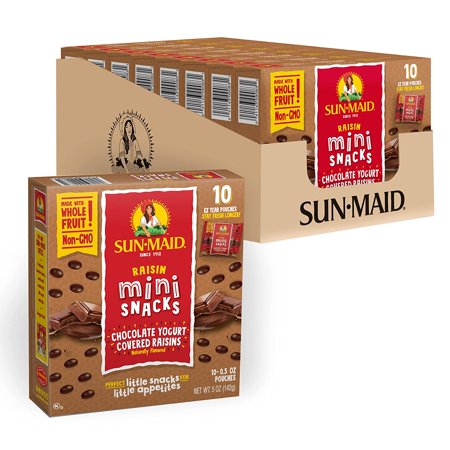 Sun-Maid Chocolate Yogurt Covered Raisins Snack | .5 Ounce Bags | Pack of 8 Boxes with 10 Bags Each | Whole Dried Fruit | No Artificial Flavors | Non-
