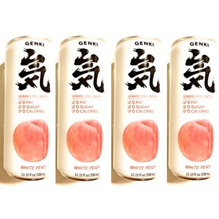 4 Cans Genki Forest Sparkling Water with Peach Flavor (11.15 Fl Oz Each)