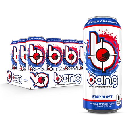 Bang Star Blast Energy Drink  0 Calories  Sugar Free with Super Creatine  16 Fl Oz (Pack of 12)