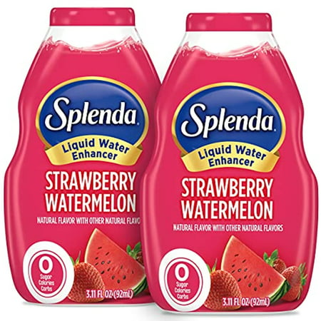 Splenda Liquid Water Enhancer Drops  Sugar Free  Zero Calorie  Natural Flavor  Concentrated Drink Mix  3.11 Fl Oz Each Bottle (Strawberry Watermelon  