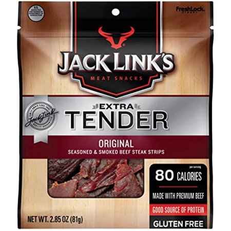 Jack Link’S Extra Tender Beef Jerky Steak Strips  Original  2.85 Oz – Flavorful Meat Snack  10G of Protein and 80 Calories  Made with Premium Beef