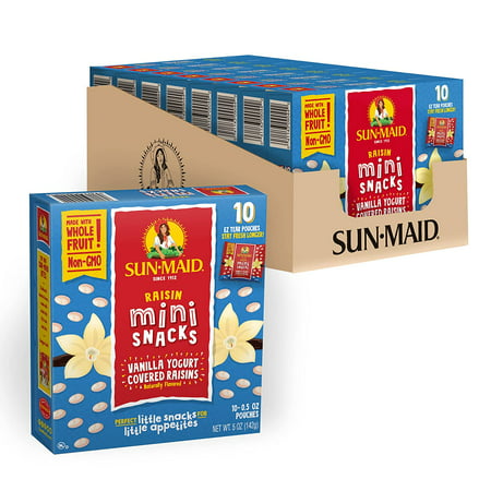 Sun-Maid Yogurt Covered Raisins Snack | Vanilla | .5 Ounce Bags | Pack of 8 Boxes with 10 Bags Each | Whole Dried Fruit | No Artificial Flavors | Non-