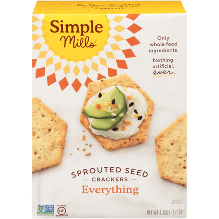 Simple Mills Gluten Free Everything Sprouted Seed Crackers  4.25 Oz [Pack of 6]