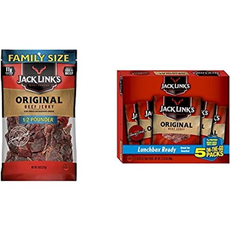 Jack Link’S Beef Jerky  Original  ½ Pounder Bag – Flavorful Meat Snack  11G of Protein & Jack Link’S Beef Jerky 5 Count Multipack  Original  5 
