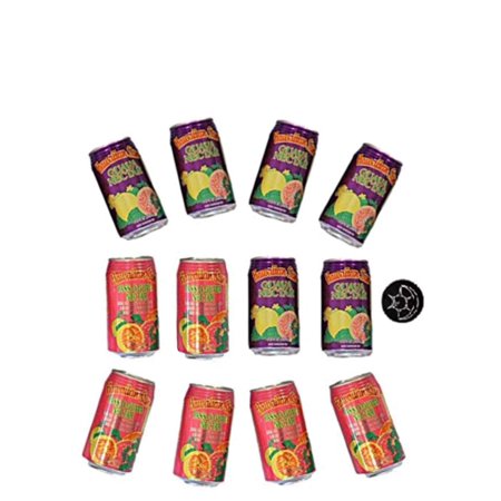 Hawaiian Sun Juice Drink Variety Pack - 2 Amazing Flavors - Unique Fridge Magnet Included - 12 Cans Total - 6 POG and 6 Guava  11.5 Fl Oz (Pack of 12)