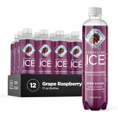 Sparkling Ice  Grape Raspberry Sparkling Water  Zero Sugar Flavored Water  with Vitamins and Antioxidants  Low Calorie Beverage  17 Fl Oz Bottles (Pac