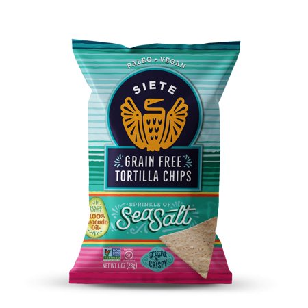 Siete Tortilla Chips | Grain Free | Gluten Free Chips | Paleo & Vegan Snacks | Non GMO | Sea Salt  1 Ounce Bags (Pack of 24)