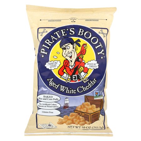 Pirate Brands Booty Puffs - Aged White Cheddar - Case of 6 - 10 Oz.
