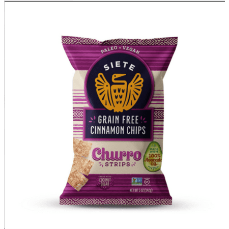 Siete Family Foods Churro Chips  Grain Free  Cinnamon Flavor  5 Oz. Bag Pack of 12