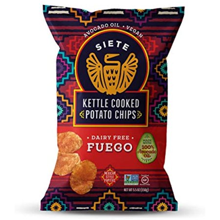 Siete Grain Free Kettle Cooked Potato Chips | Gluten Free Chips | Vegan Snacks | Non Gmo | Fuego  (Pack of 6)