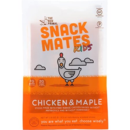 Snack Mates by Noble Made by the New Primal  Chicken and Maple Mini Meat Snack Sticks  2.5 Ounce