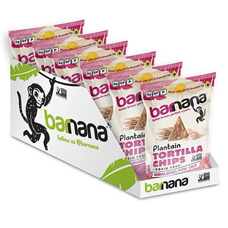 Barnana Grain-Free Plantain Tortilla Chips  Himalayan Sea Salt  Snack Size  2 Ounce (Pack of 6)