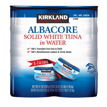 KS Solid White Albacore Tuna in Water  7 Oz Can( Pack of 8) Wild Caught Tuna Gluten Free DHA Omega 3 Keto & Paleo Friendly Ready to Eat Fish Gourmet G
