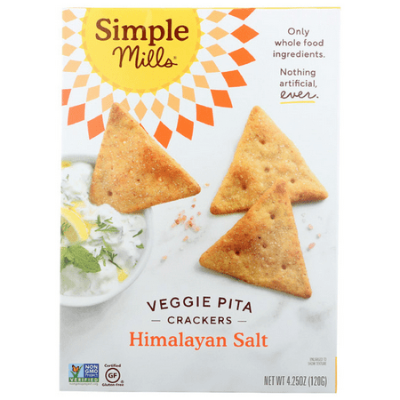 (6 Pack) Simple Mills Veggie Flour Pita Crackers  Himalayan Salt  Gluten-Free Crackers  4.25 Oz