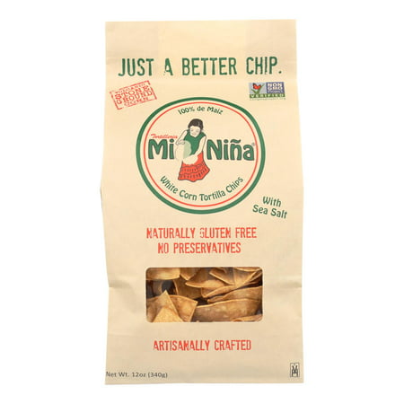 Mi Nina S White Corn Tortilla Chips with Sea Salt - Case of 9 - 12 OZ
