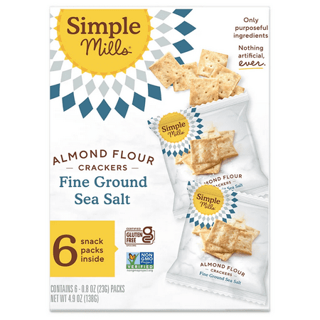 Simple Mills Fine Ground Sea Salt Almond Flour Cracker Snack Packs  4.8 Oz [Pack of 6]